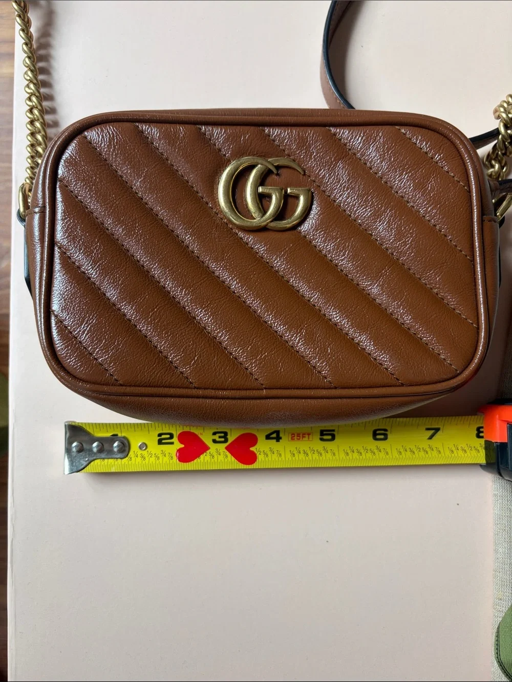 Gucci Brown Chevron GG Small Camera Crossbody - Picture 8 of 9